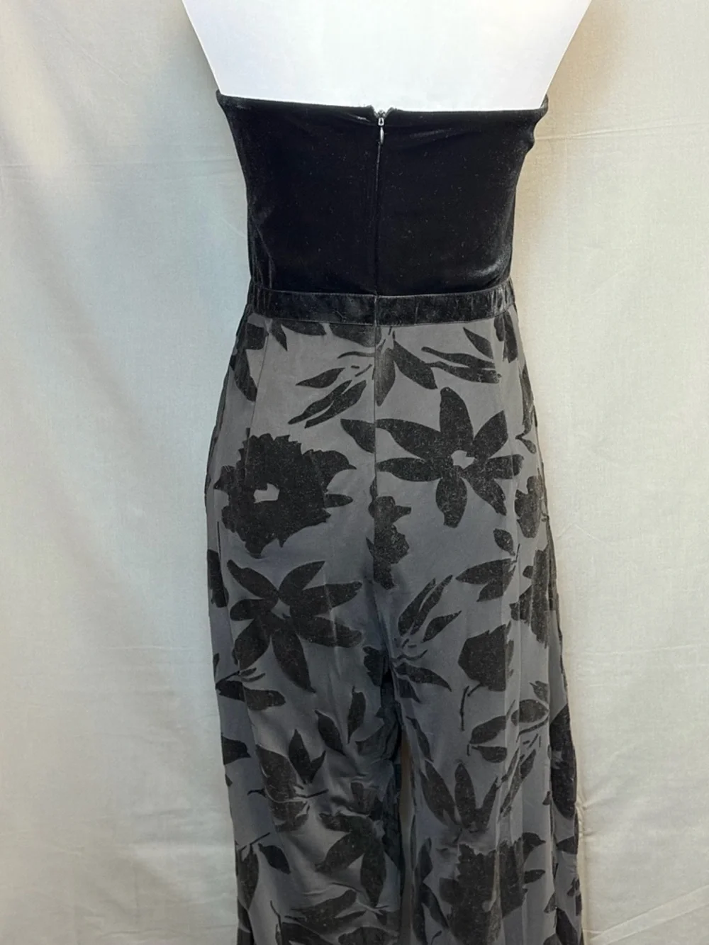 Lulus Love About It Black Velvet Burnout Strapless Jumpsuit Size XL